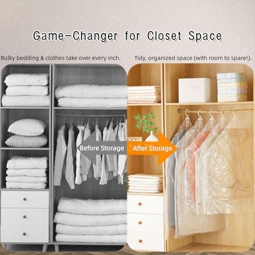 Pump-Free Vacuum Storage Bags, Seconds Quick Deflation Airtight Seal Moisture-Proof Eco-Friendly Stand-Up Space Saver Bags for Quilts Clothes Bedding 3 Pieces (Colored, 100x80x38cm) — view 4