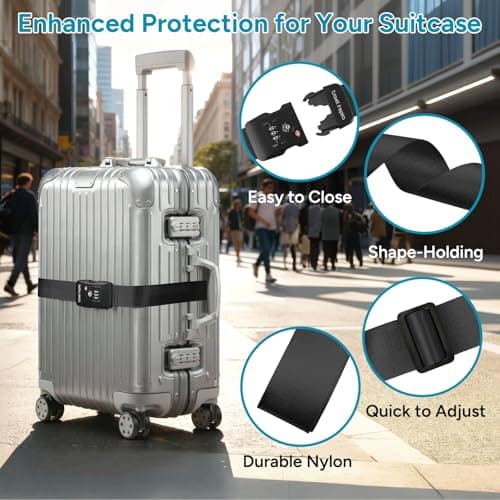travel inspira TSA Approved Luggage Straps, Suitcases Identifier (Black) — view 5