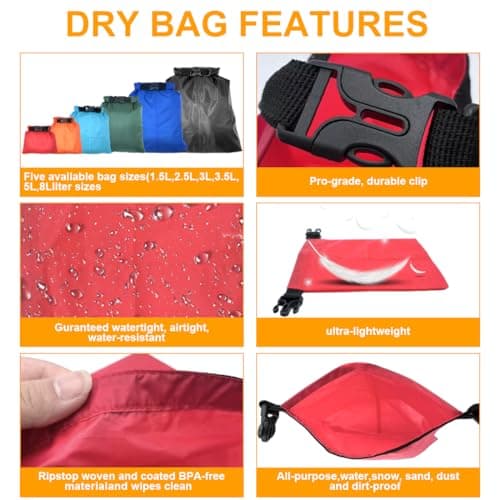 LICQIC Waterproof Dry Bag, Drybag Canoe Bag, 1 Pcs Red, 1.5 Litre — view 4