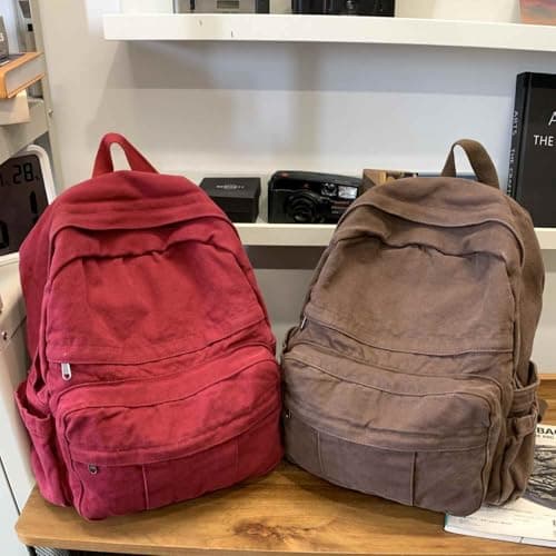 GAMLFL Canvas Backpack for Women Retro Aesthetic Rucksack Basic Backpack for High School/College Students Travel Laptop Bag, Espresso Brown, M, Travel Backpacks — view 5