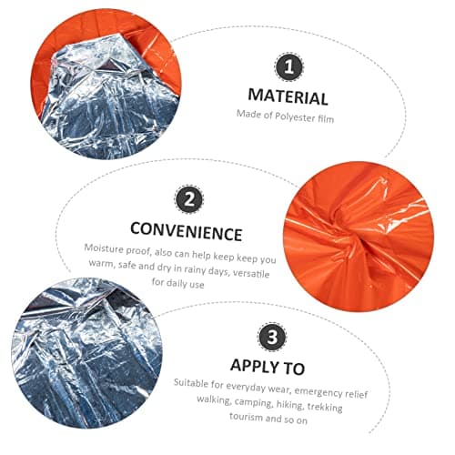 Emergency Poncho Waterproof Orange Polyester Film for Camping Hiking — view 6