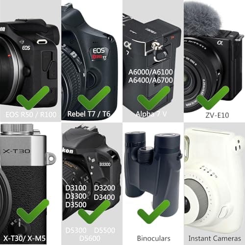 Camera Neck Straps Thin,Small Compact Camera Strap,Binoculars Strap with Quick Release Buckle,Washable,Soft Padding,Black — view 5