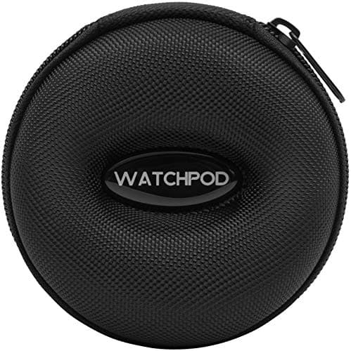 WATCHPOD Travel Watch Case | Single Watch Box w/Zipper for Storage | Cushioned Round Portable Watch Case for Travel | Fits all Wristwatches and Smart Watches up to 50mm (Black) — view 5