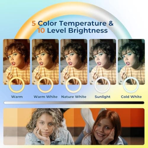 Ring Light with 75.59 Inch Tripod Stand and Cold Shoe Phone Holder, 120 LED, CRI90+, Dimmable, for Makeup, Live Streaming, YouTube, Zoom, Travel-Friendly (10) — view 3