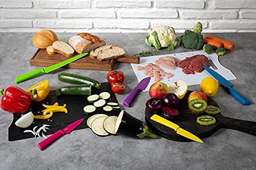 Kuhn Rikon Paring Knife for Fruit, Vegetables and Cheese, Japanese Stainless Steel Blade with Non-Stick Coating, Secure Grip Handle, Finger Guard and Safety Sheath, Yellow - Colori+ — view 5