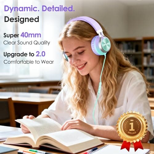 INFURTURE USB C Headphones Wired Over Ear with Mic for School and Classroom — view 2