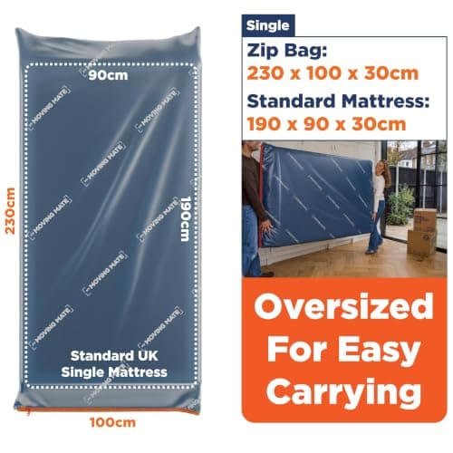 Single Mattress Storage Bag with Zip for Moving House, Heavy Duty, 3ft — view 5