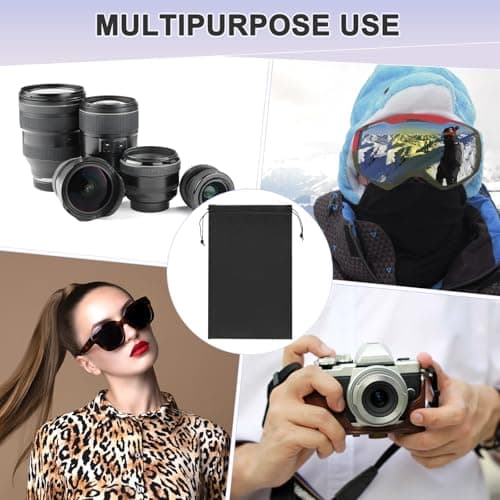 M METERXITY 4-Pack Ski Goggle Bag, 10.6" x 7.1" Soft Microfiber Pouch Bags Protective Storage Bags Case with Drawstring for Snow Goggles/Camera Lenses/Sunglasses [Black] — view 6