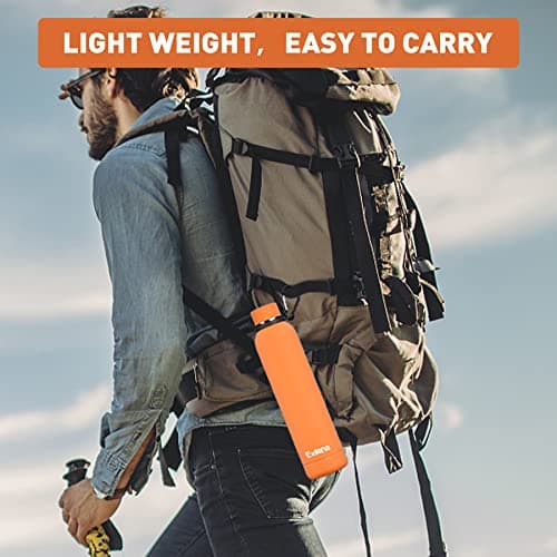 Exllena Metal Water Bottles with Water Bottle Buckle, Double Wall Vacuum Insulated Water Bottles 12 Hrs Hot/24 Hrs Cold, 750ml Stainless Steel Water Bottle BPA Free (Orange) — view 6