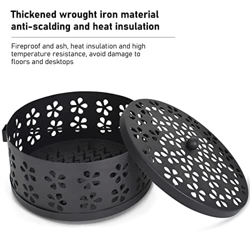 Mosquito Coil Holder Black, Metal Incense Burner with Handle and Lid,Incense Holder Portable for Home, Garden,Camping, Travel and Fishing (Black) — view 5