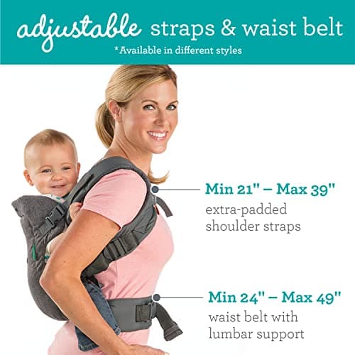 Infantino Flip Advanced 4-in-1 Baby Carrier - Ergonomic, Convertible, Face-in and Face-Out Front and Back Baby Carrier for Newborn to Toddler 3,6-14,5kg, Grey — view 3