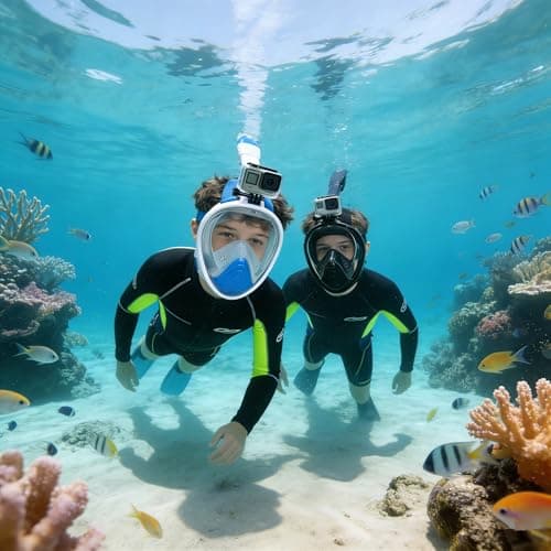 Snorkel Mask for Kids,Full Face Diving Mask Anti-Fog, Anti-Leak 180°view Design, Snorkeling Mask Set for Kids Girls Boys- Sports Camera Compatible(Black XS) — view 5