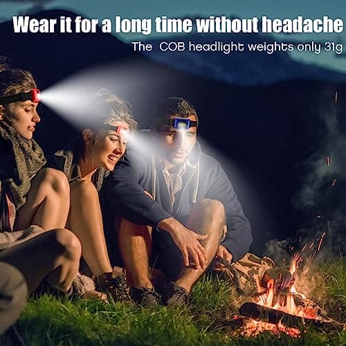 Kittmip 48 Pack LED Headlamp Flashlight Bright Waterproof Head Lamp Torch Cob Flood Head Light Bulk 800 lumens with 3 Modes 144 AAA Batteries for Adult Kids Running Camping Night Survival, 4 Colors — view 6