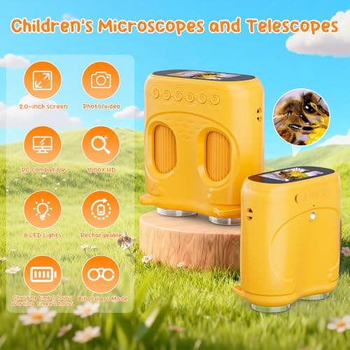 1000X Handheld Microscope for Kids, Temodu 4K 2.0" Screen Educational Science Kit Digital Microscope, Rechargeable Mini Pocket Binoculars, Birthday, Ages 3+ (Orange) — view 5