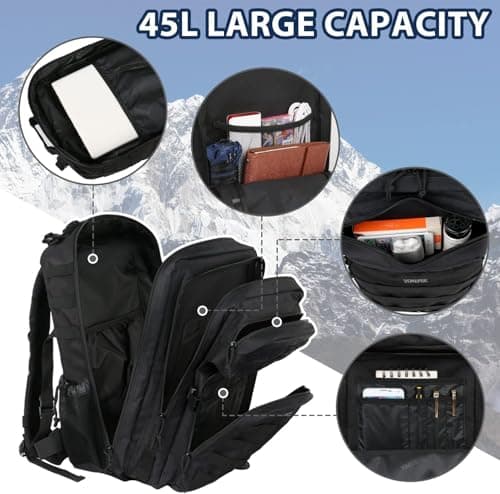 YOREPEK Military Tactical Travel Backpack, 45L Army Rucksack with Molle — view 3