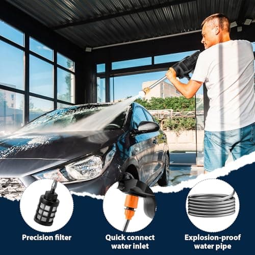 21V 35bar-High Pressure Cordless Pressure Washer, 6-in-1 Adjustable Nozzle, 240L/h Portable Pressure Washer with Battery, 5m Hose, for Car Floor Garden Cleaning Watering (B-2 batteries) — view 4