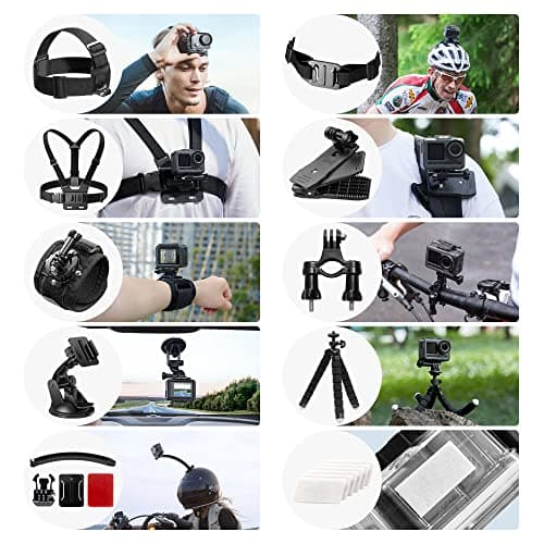 AKASO 60 in 1 Action Camera Accessory Kit with Collection Bag, Compatible with EK7000/EK7000 Pro/Brave 4/Brave 7 LE/V50X/V50 Pro/V50 Elite/GoPro Hero 11 10 9 8 7/DJI/Apexcam Action Cameras — view 3