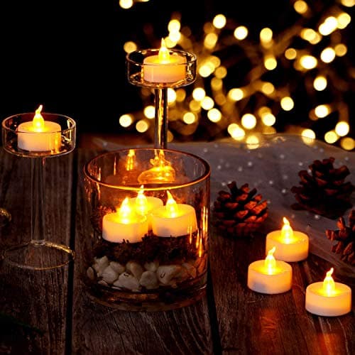 AGPTEK LED Tealight, Lot 24 LED Candles with Timer Battery Operated Flameless Smokeless Flickering Flashing for Wedding/Party Decorations Two Dozens-Pack Yellow Light — view 3