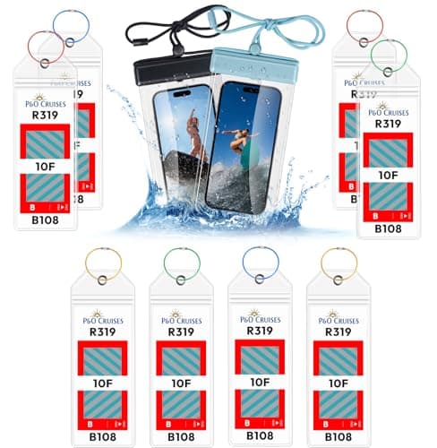 8-Pack P&O Cruise Luggage Tag Holder with 2 Phone Pouches