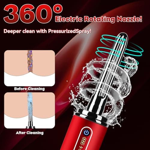 Enema Anal Douche,Enemas-Douches for Men and Women Colon Cleanse,Electric Anal Cleaner Kit,Anti Backflow Shower Enema Bulb,Rotation-Spray Two Douching Modes,External Water Supply — view 2