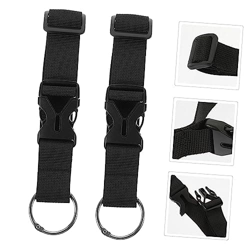 2pcs Black Immitation Nylon Luggage Buckle Straps with Metal Snap Clasp — view 4