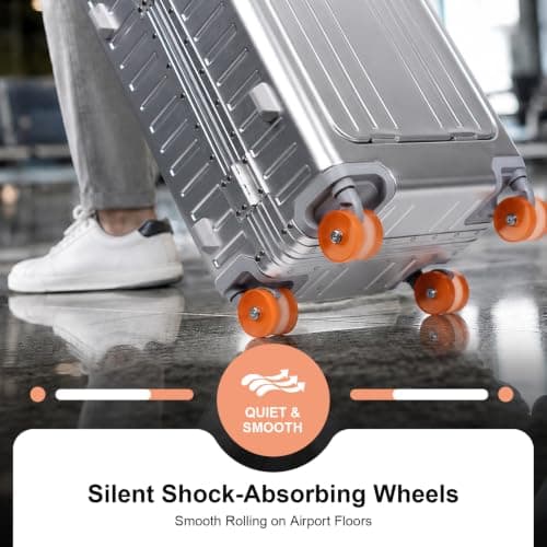 ASYSUIT Expandable Aluminium Cabin Suitcase with Laptop Compartment,Silver — view 5