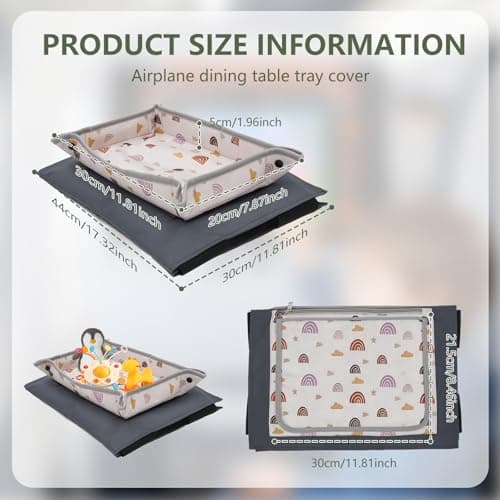 Airplane Tray Table Cover, Foldable Travel Tray Organizer with Clear Touchscreen Sleeve, 44x30cm Polyester Airplane Trays, Portable Plane Travel Essentials for Fits Train Bus High Chair — view 2