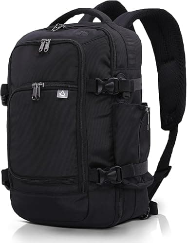 Aerolite Premium Ryanair & Wizz Air Lightweight Under Seat Travel Carry On Hand Cabin Luggage Backpack Rucksack Flight Bag Bags Fits 40x30x20 with YKK Zippers (Black)