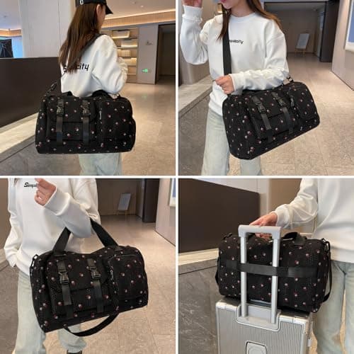 unisoul Corduroy Sports Gym Bag for Women Girls with Shoes Compartment — view 2