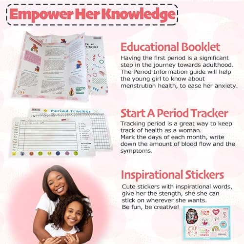 Essential First Period Kit for Girls 10-12 | Period Bags for Teen Girls for School | First Period Gift with Sanitary Pad Storage Bag, Wipes, Period Tracker and More(Mint) — view 3
