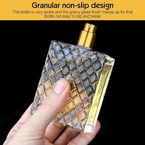 Ysimple 100ml Perfume Atomiser, Portable Clear Empty Glass Perfume Spray Bottles, Refillable Perfume Atomizer Large Cosmetic Fine Mist Atomizer for Travel(Golden) — view 4