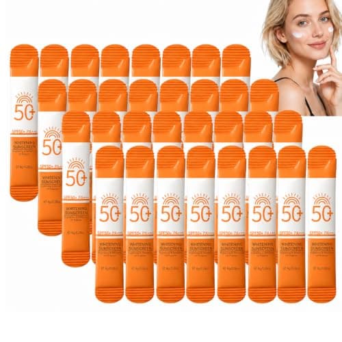 32 Pack Mini Sunscreen SPF 50+, Travel Size Sun Cream, No White Cast, Non-Greasy Water Resistant UV Protection for Face & Body, Lightweight Pocket Sunscreen for Holidays, Outdoor & Daily Use