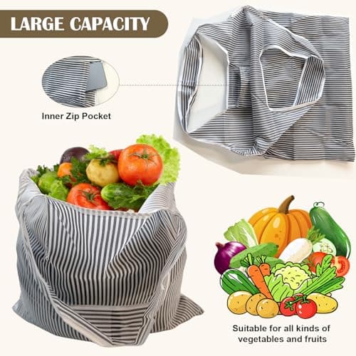 HapSmile 4 Pcs Reusable Shopping Bags Foldable, Fold Up Shopping Bag in Pouch Portable High Capacity, Foldable Shoppings Bag Waterproof for Daily Use, Travel, Picnic, 40 × 46cm — view 5