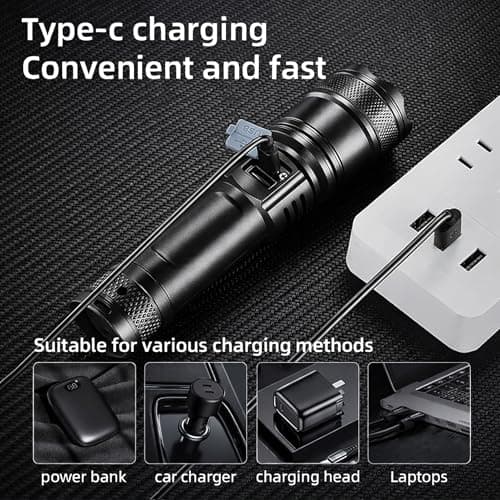 Boulton LED Torch Rechargeable – Super Bright Hand Flashlight Torches with 3 Light Modes, Adjustable Telescopic Zoom, USB Charging and Battery Indicator – Lightweight LED Light Torch — view 4