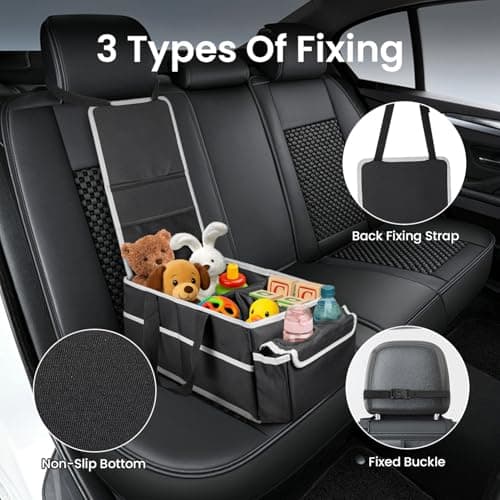 Youyijia Back Seat Organizer Foldable Car Organizer Front and Rear Seat Organizer with Dividers Cup Holders and Lids Suitable for Front Seat/Back Seat/Trunk Car Accessories Interior — view 5