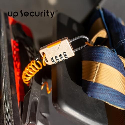 UP Security Ski Lock, Small Combination Lock with Extendable Cable (91 cm) Combination Cable Locks for Outdoor Use Snowboard Travel Luggage Backpack Bicycle Motorcycle Helmet (Gold) — view 6