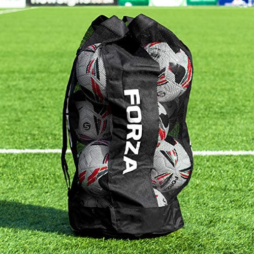 FORZA Premier Ball Carry Bag | Drawstring Football, Basketball, Netball & Volleyball Mesh Bag | 5 Colours - Heavy Duty Equipment Holdall | 12 Ball Capacity - New and Improved Design 2026 (Black) — view 2