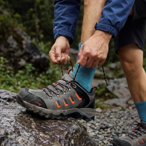 NORTIV 8 Men's Hiking Shoes,Black/Dark Grey/Orange-Pu,10 — view 2