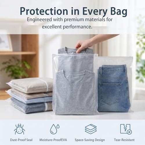 10Pcs Large Ziplock Bags, 40 X 30cm Travel Clothes Storage Bags Reusable Clear Storage Bag Zip Lock Seal Luggage Organiser Pouches for Clothes Shoe Supplies — view 6
