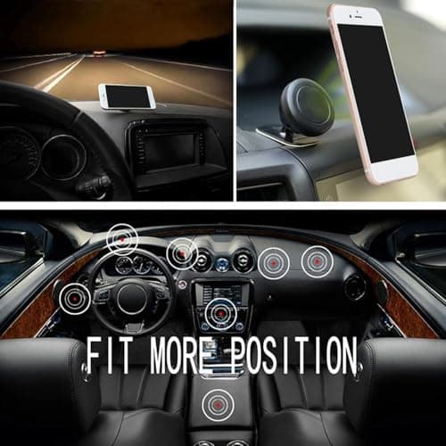 Black Magnetic Phone Holder Rotatable Stand Universal Car Dashboard Cellphone Mount 17mm Ball Head Phone Holder Bracket Base Cellphone Stand Anti-Shedding Rotatable Cell Phone Automobile Cradles — view 4