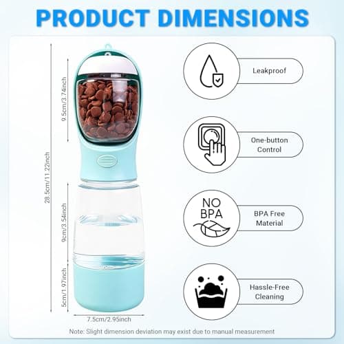 YINKIGI Portable Dog Water Bottle for Walking, 4-in-1 Pet Water Bottle Blue — view 2