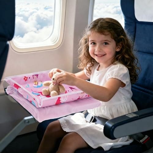 Bpyhebe Airplane Tray Cover Kids, Car Seat Tray with Transparent Tablet Pocket for Kids Travel, Toddler Airplane Travel Essentials(Mermaid) — view 2