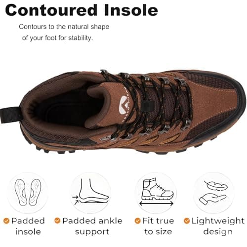HODTOB Hiking Boots Mens Womens Lace-up Non-Slip Outdoor Men Women Mountain Trekking Shoes for All Season Walking Travelling Backpacking Camping Shoes Sneaker Brown-9.5UK — view 5