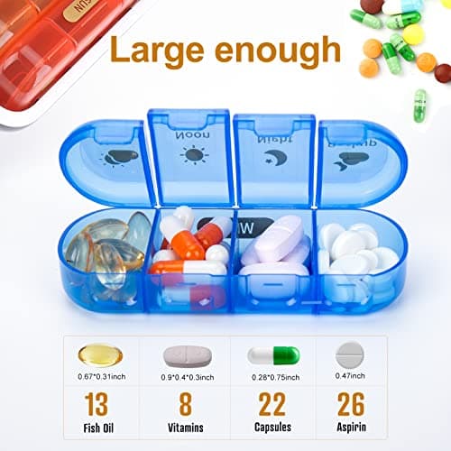 MURRI&MURRDI 28 Cell Pill Organiser 4 Times a Day, Weekly Medication Box — view 5