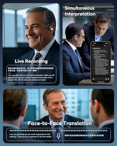 Paekole AI Translation Earbuds Real Time - 198 Language Translator Earbuds, Two-Way Language Translator Device, 6-in-1 Translating Device, Translate Ear Buds for Travel Learning with Charging Case — view 6