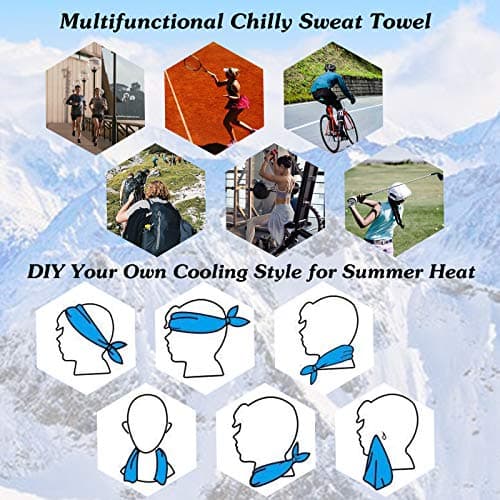 4 Packs Cooling Towel (40"x12"),Ice Towel,Soft Breathable Instant Towel,Microfiber Cool Towel for Yoga,Golf,Sport,Gym,Workout,Camping,Fitness,Outdoor &More Activities (Blue/Gray/Black/Dark Blue) — view 6