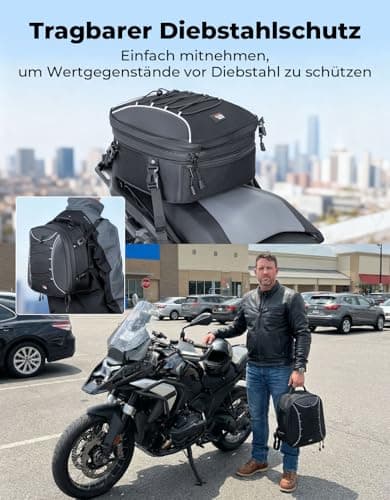 KEMIMOTO Motorcycle Tail Bag, 22L-34L Expandable Large Capacity Motorbike Seat Bag with 9.5L Removable Cooler Bag, Waterproof Rear Rack Bag with Quick-Release Straps for Touring, Camping and Picnics — view 3