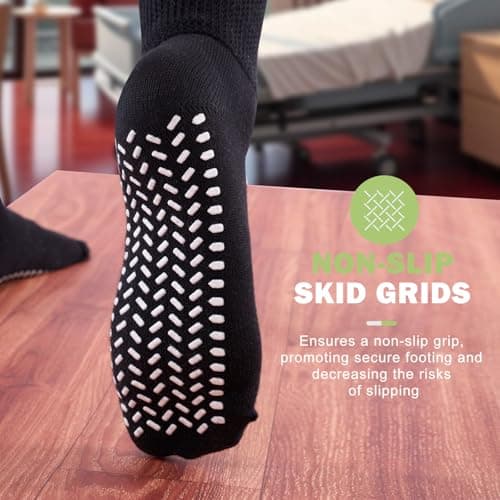 inaWarm Diabetic Grip Socks for Men & Women, 3 Pairs, Extra Wide Black 9-12 — view 4