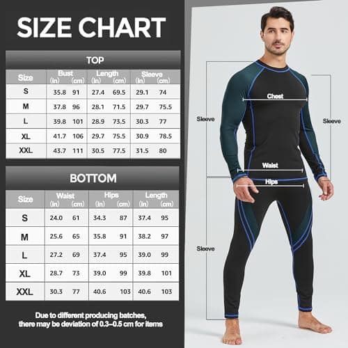 UNIQUEBELLA Mens Thermal Underwear Set Long Sleeve Tops Long Johns Thermal Base Layer Bottom Fleece Lined Quick Drying — view 6