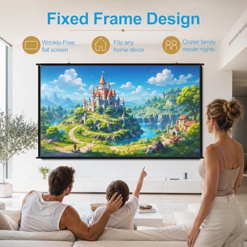 100 inch Fixed Frame Projector Screen, Anti Glare Outdoor Indoor Movie Projector Screen, Wrinkle-Free Hanging Projection Screen for Home Theater, Camping, Backyard, ALR 4K HD 16:9 — view 3